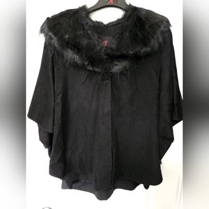 Adrienne Landau Women's Winter Fall fur Cape Wrap poncho Jacket